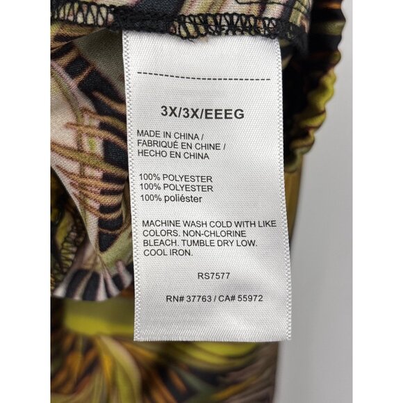 Rafaella Pull On Wide Leg Pant Tropical Print Black Green Size 3X NEW - Picture 4 of 5